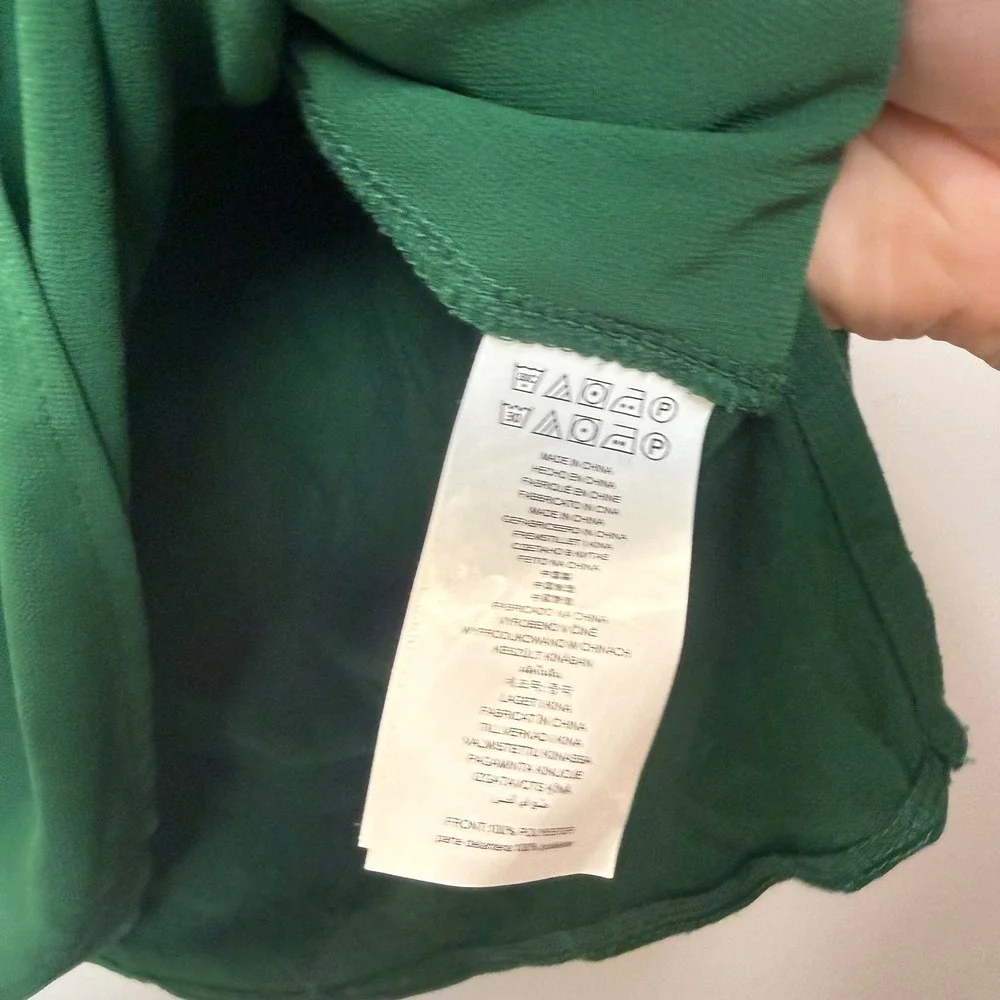Michael Kors Tunic Top Womens Medium Green Excellent Layered V-Neck 3/4 Sleeve